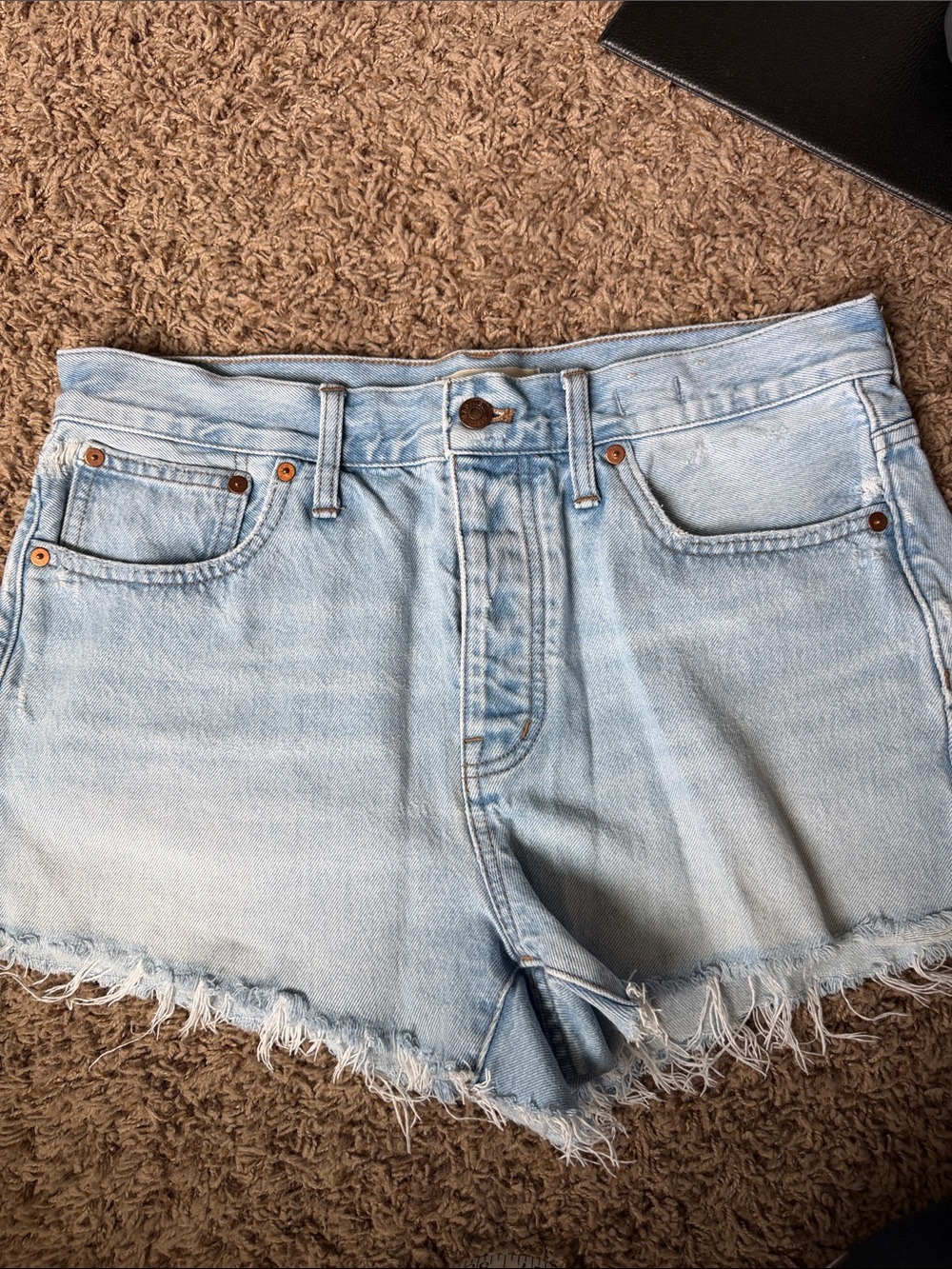 Madewell Light Wash Denim Frayed Hem Women's Shorts